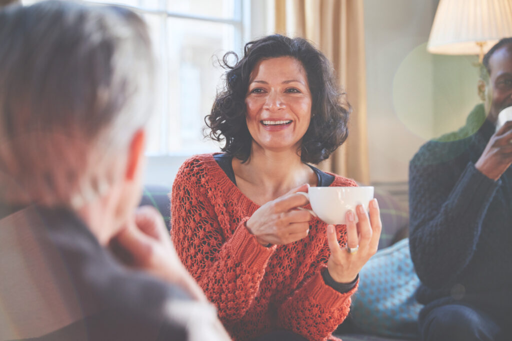 woman discussing feelings of guilt and shame with friends 