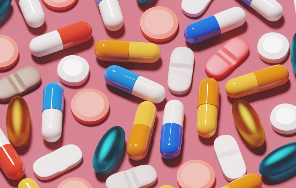 a variety of substances, medication, pills, illicit drugs
