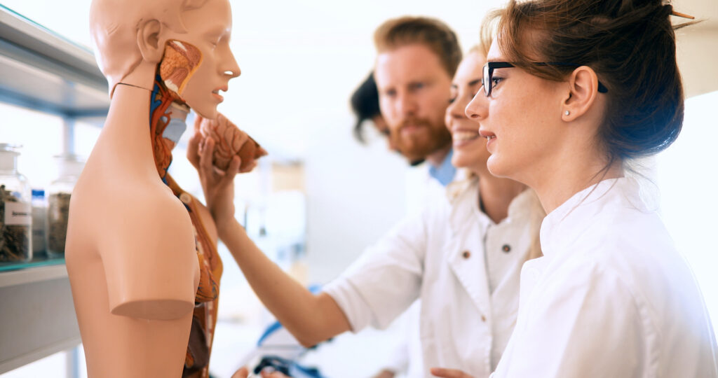women studying female anatomy bridging gap in healthcare
