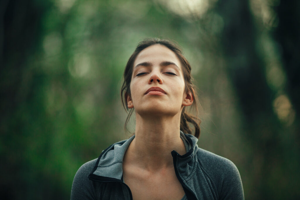 woman practicing meditation