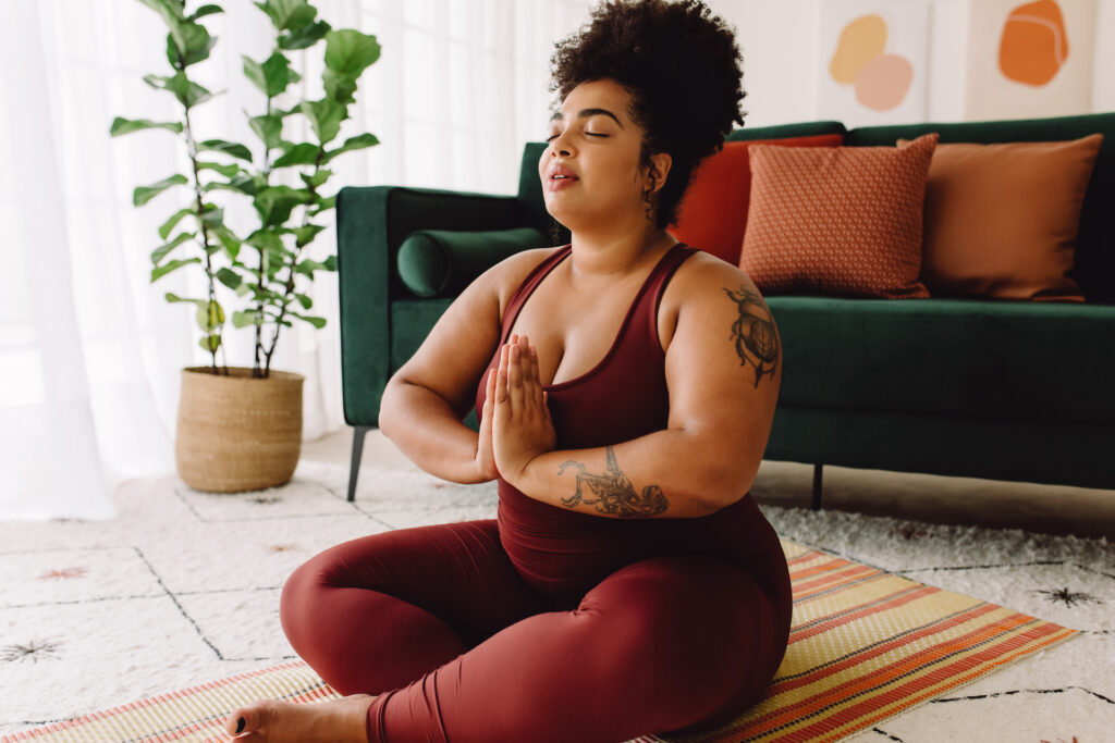 woman practicing meditation