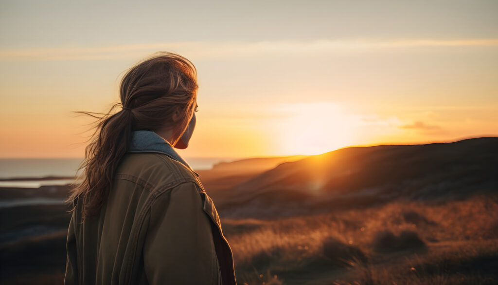 woman watching sunset feeling gratitude