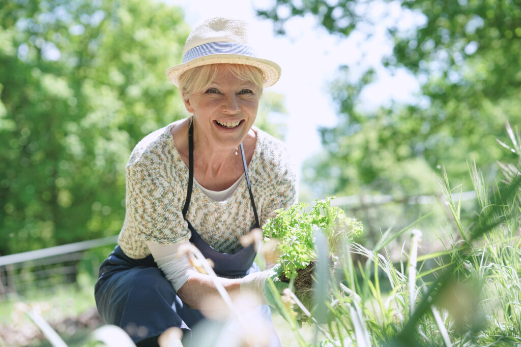 woman outside gardening
