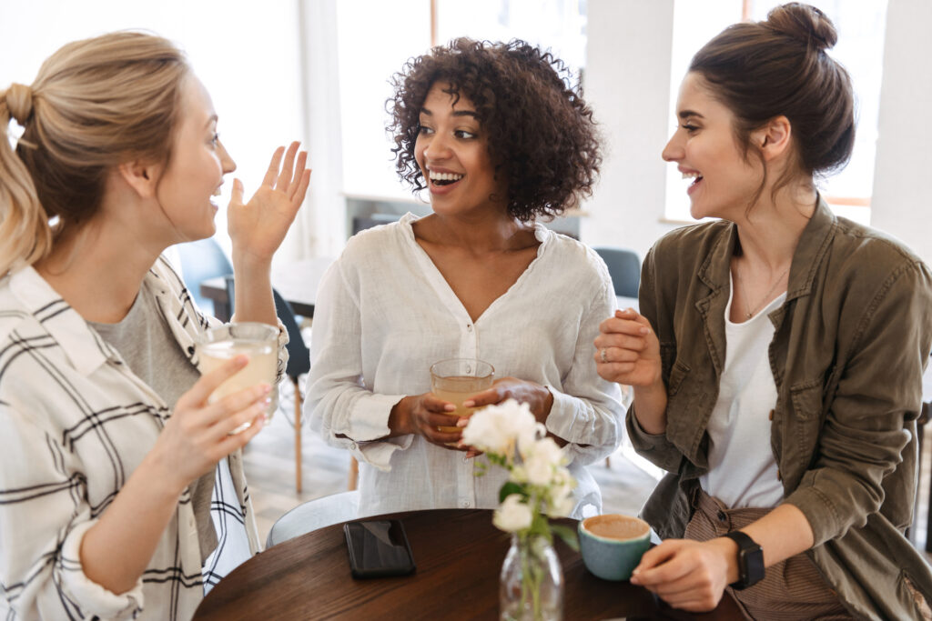 group of friends having a meaningful conversation