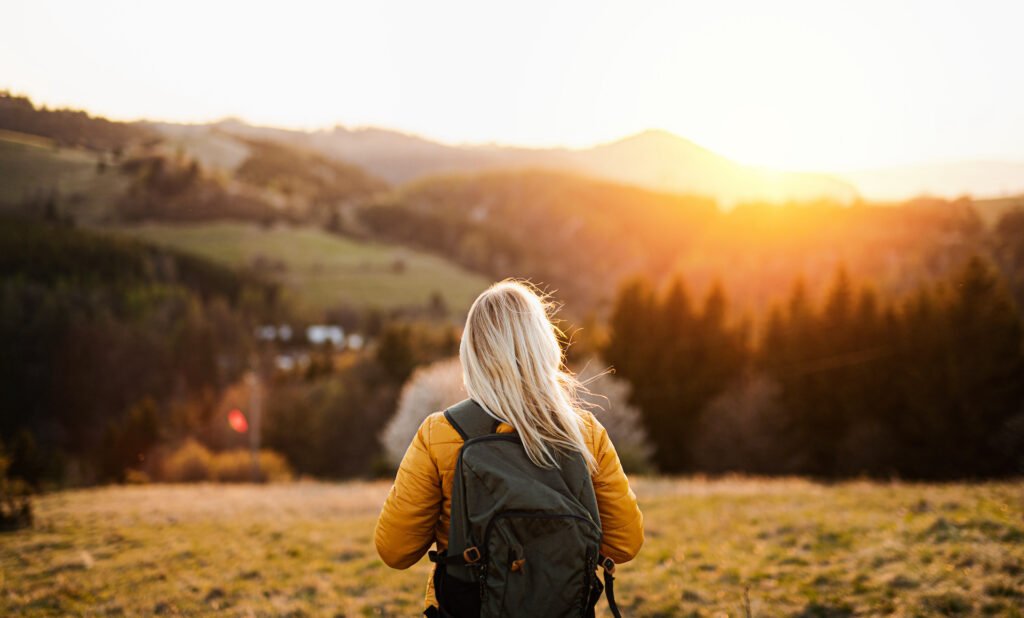 woman hiking for mental health