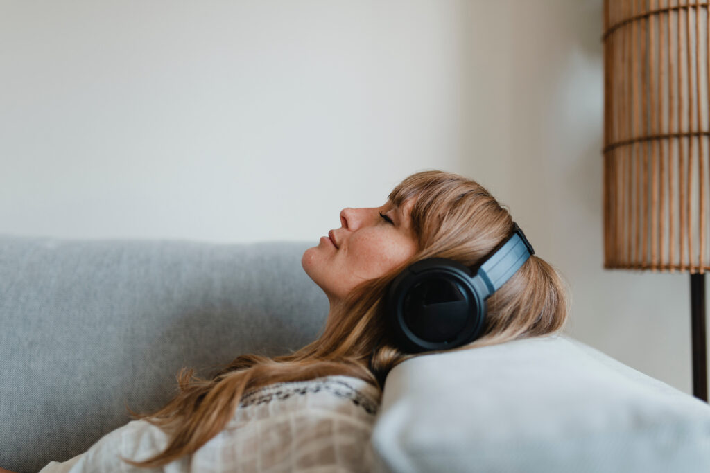 Woman listening to music