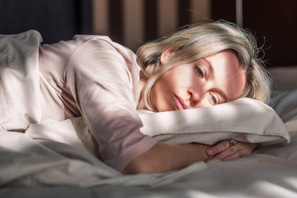 Woman unable to sleep due to burnout