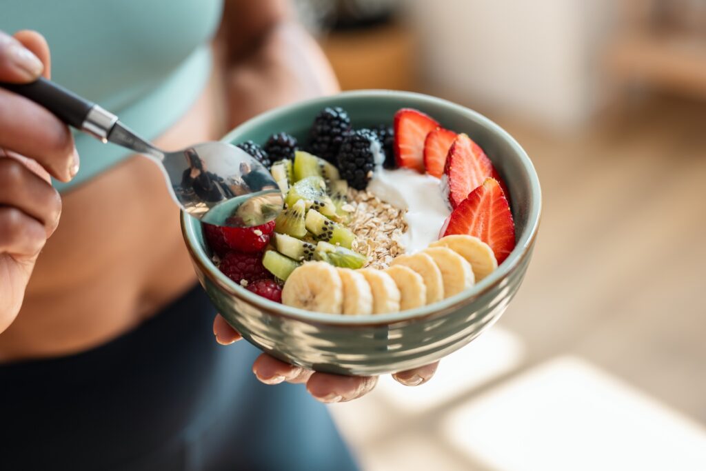 bowl of fruit and yogurt